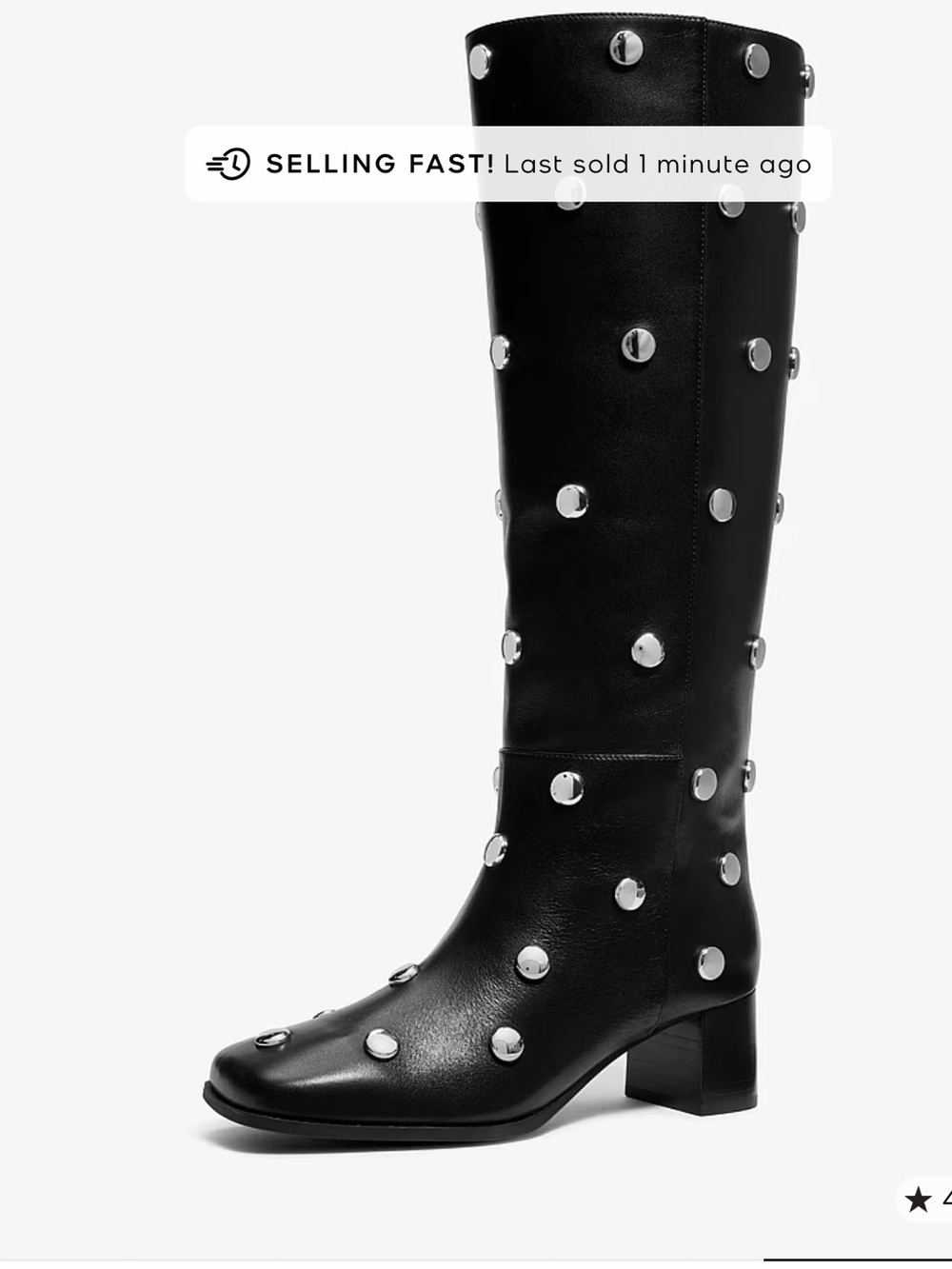 Matilda MK Studded Black Leather Mid-Calf Boot - Women